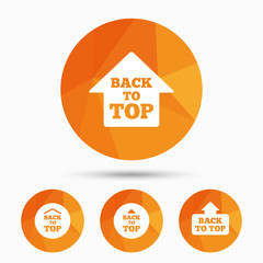 Back to top signs. Scroll up with arrow.