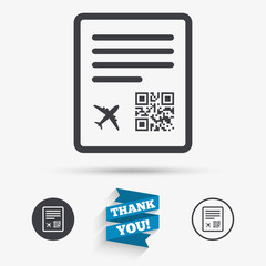 Boarding pass flight sign icon. Airport ticket.