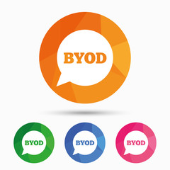 BYOD sign icon. Bring your own device symbol.