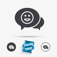 Chat Smile icon. Happy face symbol.