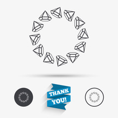 Jewelry sign icon. Diamonds circle symbol.