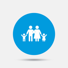 Family icon. Parents with children symbol.