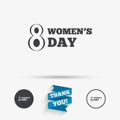 8 March Women's Day sign icon. Holiday symbol.