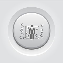 Tactics Icon. Grey Button Design.