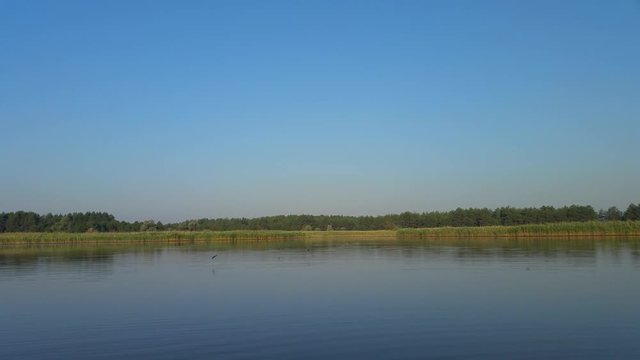 Panorama of the lake in the morning, the sounds of nature