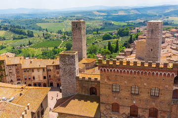Fototapeta na wymiar aerial view of San Gimignano, Tuscany, Italy