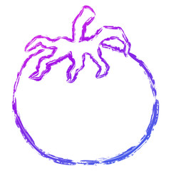 Vector hand drawn brush line tomato. Fashion purple and blue gradient tomato