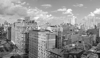 Fototapeta na wymiar Panoramic view of Closely packed buildings and City Skyline of Upper West Side of Manhattan, New York City