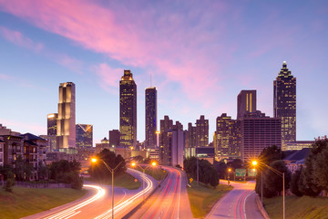 Atlanta skyline during twilight