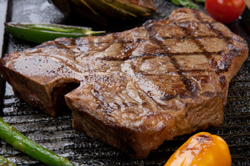 Grilled T-Bone Steak and Vegetables