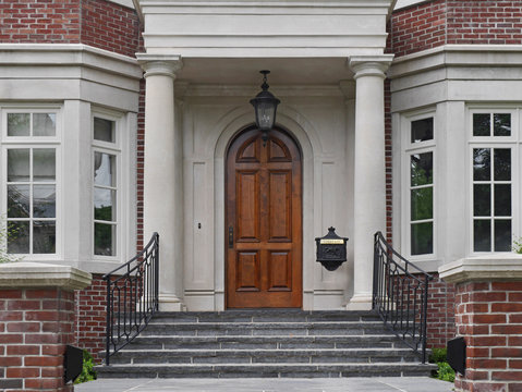 house front steps with portico entrance