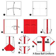 step by step instructions how to make origami A Base Ball Uniform.