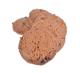 Chocolate chips cookies isolated on white