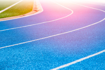 Blue Running track in Sport Stadium.