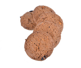 Chocolate chips cookies isolated on white