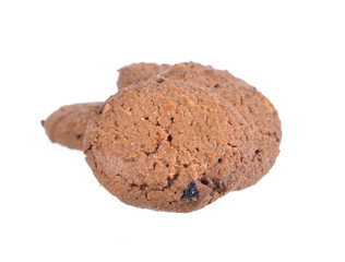 Chocolate chips cookies isolated on white