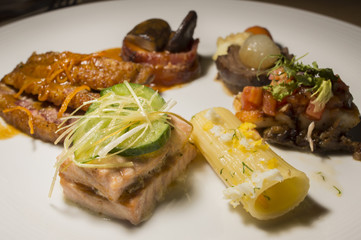 buffet food on the table.