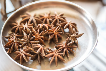 Chinese star anise sale in herb shop.