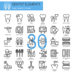 Dentist elements , Thin Line and Pixel Perfect Icons