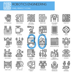 Robotics engineering , Thin Line and Pixel Perfect Icons