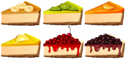 Set of cheesecake with different flavors