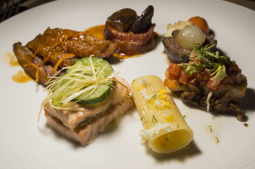 buffet food on the table.