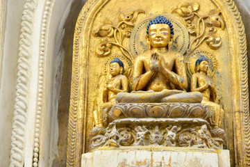 Golden Buddha Sculpture in the Mahabodhi Temple, Bodh Gaya, India