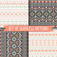Set of 4 geometric seamless patterns . Vector .