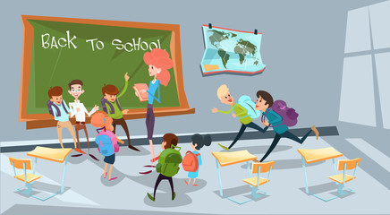 Back to School Children Group With Teacher Classroom Education Concept