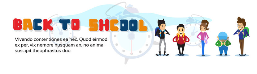 Schoolchildren Group Back To School Education Banner