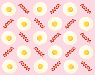 Fried egg and bacon breakfast background vector