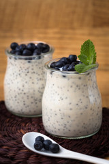Healthy breakfast or morning snack with chia seeds vanilla puddi