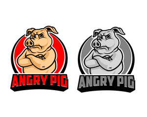 Angry Pig Cartoon Logo