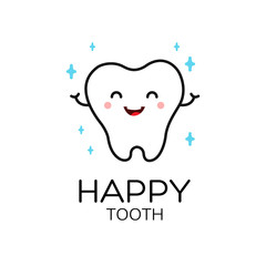 Healthy cute cartoon tooth character