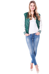 Stylish pose of a fashionable young confident woman
