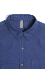 Blue plain cotton shirt White background