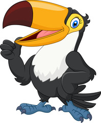 Cartoon funny toucan giving thumb up