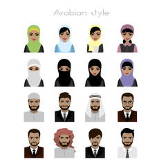 set - face Arab women and man  avatar,