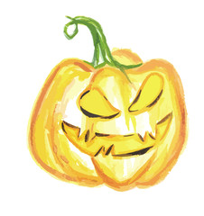 Watercolor scary pumpkin