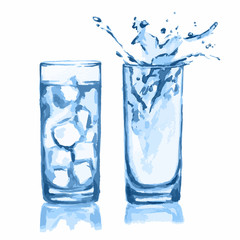 Watercolor glasses set