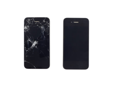 normal and broken smart phone