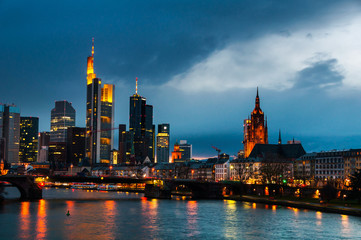 Fototapeta premium Frankfurt Skyline, Germany at night