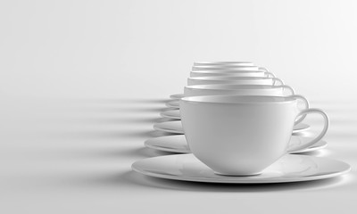 many white coffee cup on white background