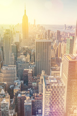 Fototapeta premium New York City. Manhattan downtown skyline, vintage style