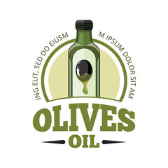 vector illustration set of black Olives with leafs