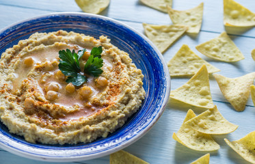 Hummus with tortilla chips