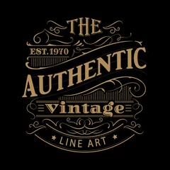 Gordijnen Vintage label westerse hand getekende antieke frame typografie vector © nimaxs
