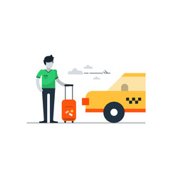 Airport taxi delivery, transportation concept, travel arrangements