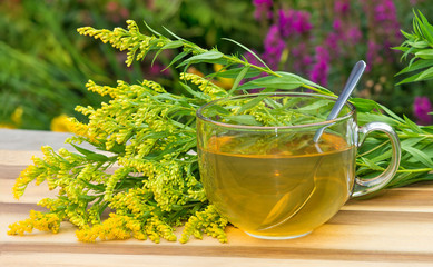 Tea or infusion of Goldenrot or Solidago.