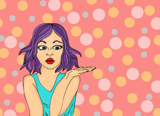 Young Girl with urprised.. Woman in shock. Wow.
Pop art